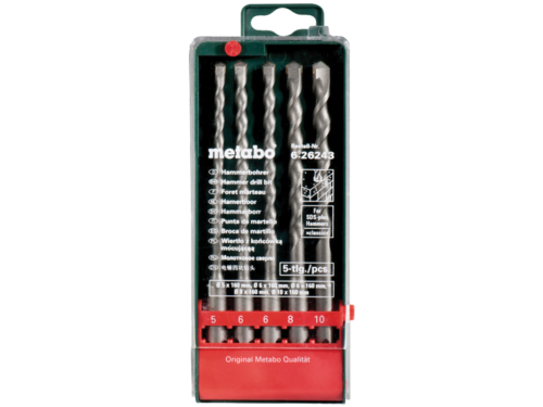 סט 10 אזמלים ומקדחים לפטישון metabo SDS-PLUS DRILL BIT