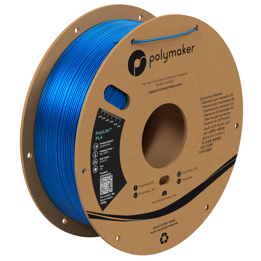 פילמנט משי כחול 1 ק"ג 1.75 מ"מ- Polylite PLA Silk BLUE