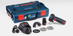 משחזת זווית נטענת "3 בראשלס + 2 סוללות 2.5 אמפר BOSCH GWS 12V - 76 V-EC 