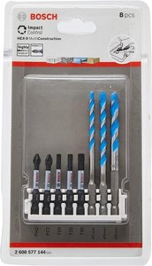 סט 8 מקדחים וביטים רב תכליתיים Bosch HEX-9