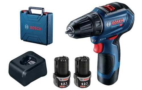 מברגה/מקדחה נטענת בראשלס + 2 סוללות 2 אמפר BOSCH GSR 12V-30 EC