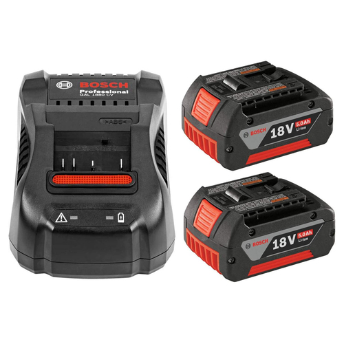 סט 2 סוללות ליתיום ומטען 18V 2X5AH GAL1880CV מבית BOSCH