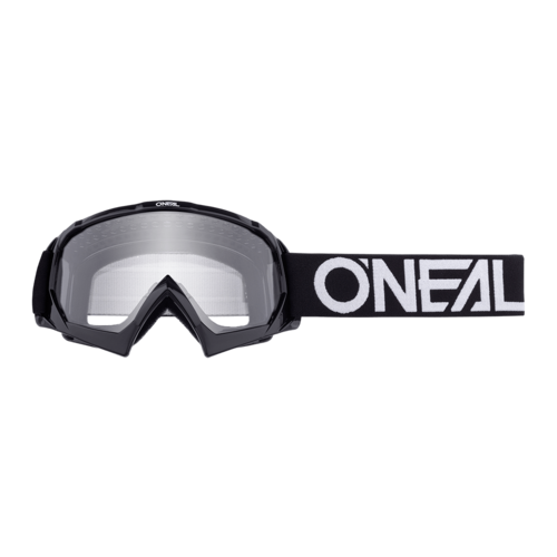 משקפי אבק ילדים ONEAL B-10 YOUTH GOGGLE SOLID בצבע שחור עם עדשה שקופה, רצועה מתכווננת ופסי סיליקון להתאמה מושלמת לרכיבה בשטח