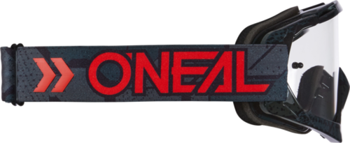 משקפי אבק ONEAL B-10 GOGGLE CAMO שחורים עם עדשה שקופה תלת-ממדית, רצועה מתכווננת עם פסי סיליקון וציפוי נגד שריטות לרכיבה מקצועית