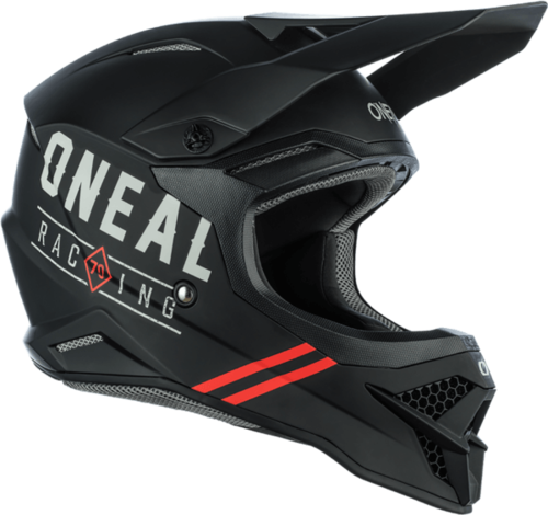 קסדת שטח ONEAL 3SRS DIRT V.22 2022 בצבע שחור עם מעטפת ABS, מערכת אוורור מתקדמת, בטנה נשלפת ואבזם בטיחות כפול D לרכיבת שטח מקצועית