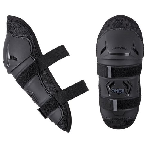 מגני ברכיים ילדים ONEAL PEEWEE KNEE GUARD בצבע שחור עם מעטפת Airmesh קצף מחורר, חלק פלסטיק יצוק בהזרקה מחולק ל-2 חלקים ורצועות אלסטיות להתאמה מושלמת לילדים בגילאי 4-9