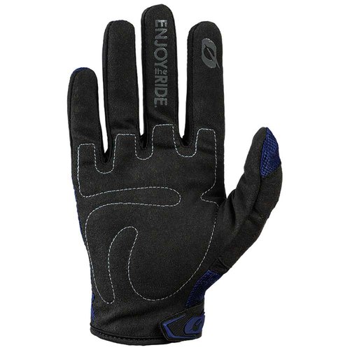 כפפות רכיבה ONEAL HELMENT GLOVES בצבע כחול ושחור עם חיזוק שכבה כפולה, הדפסת סיליקון לאחיזה מעולה ותכונת מסך מגע לשימוש נוח בטלפון