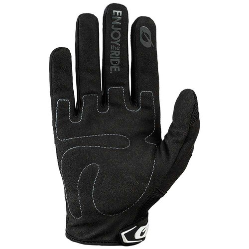 כפפות רכיבה ONEAL HELMENT GLOVES בצבע שחור עם הדפסת סיליקון, חיזוק שכבה כפולה ותמיכה במסכי מגע לרכיבה מקצועית ונוחה