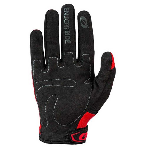 כפפות רכיבה ONEAL HELMENT GLOVES בצבע אדום ושחור עם חומר מתיחה 4 כיווני, רשת מאוורת וחיזוק שכבה כפולה לרכיבה מקצועית ובטוחה