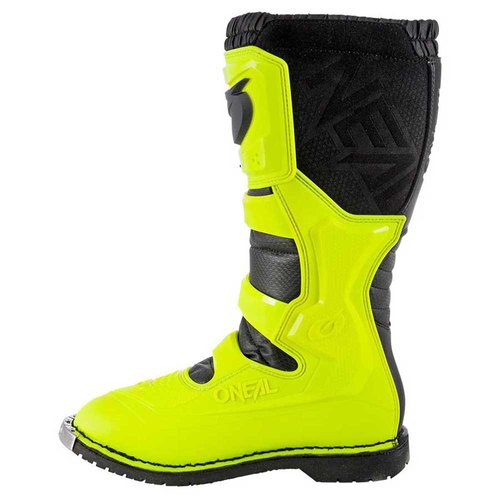 מגף רכיבה ONEAL RIDER PRO BOOTS בצבע שחור וצהוב עם מערכת 4 אבזמי Snap-Lock מתכווננים, מגן בוהן ממתכת, פנים רשת אוויר ותקן בטיחות EN13634 לרכיבת שטח מקצועית