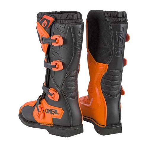 מגף רכיבה ONEAL RIDER PRO בצבע שחור וכתום עם הגנת מתכת על הבוהן, 4 אבזמי Snap-Lock מתכווננים ופנים רשת אוויר - מק