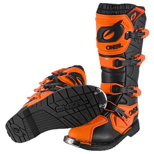 מגף רכיבה ONEAL RIDER PRO בצבע שחור וכתום עם הגנת מתכת על הבוהן, 4 אבזמי Snap-Lock מתכווננים ופנים רשת אוויר - מק