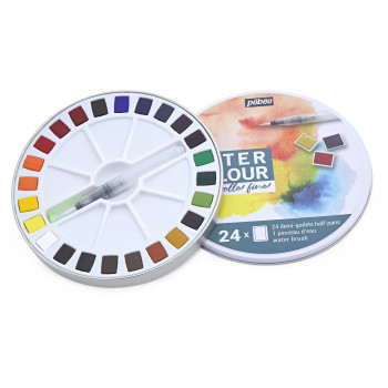 סט 24 חצאי קוביות צבעי מים Pebeo Aquareline fine