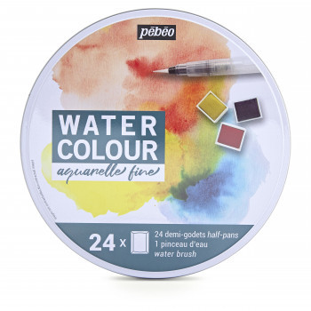 סט 24 חצאי קוביות צבעי מים Pebeo Aquareline fine