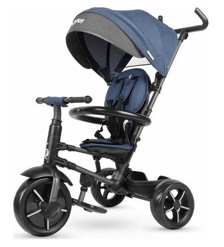 תלת אופן מתקפל ריטו סטאר Rito Star עם גגון XXL, גב גבוה וידית חדשה - כחול