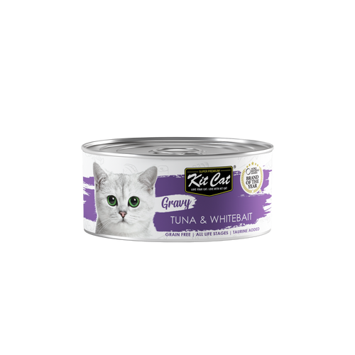 קיט קט מעדן לחתול ברוטב עם טונה ודגיגונים  Kit Cat Gravy Canned Food Tuna & Whitebait