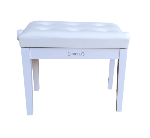 כסא פסנתר מתכוונן עם קפיטונאז' בצבע לבן מבריק PB25 מבית Legrand