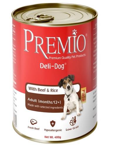 שימורים לכלב פרימיו Premio פטה בטעם בקר ואורז
