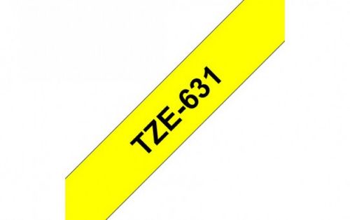  סרט תוויות TZe-631 מקורי של Brother - שחור על צהוב, רוחב של 12 מ``מ