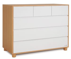 שידת החתלה רחבה לתינוק טיילור עשויה MDF עם ידיות מובנות - לבן / טבעי