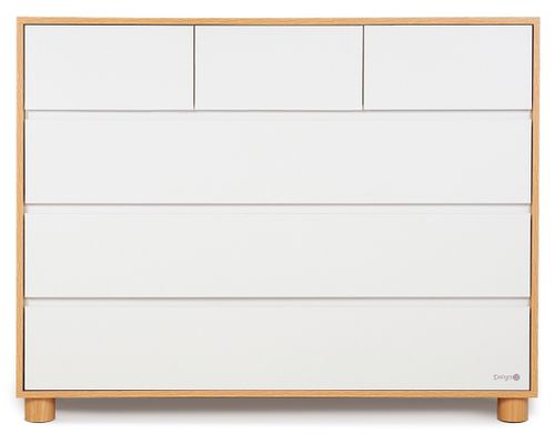 שידת החתלה רחבה לתינוק טיילור עשויה MDF עם ידיות מובנות - לבן / טבעי