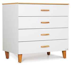 שידת החתלה לתינוק ריין עשויה MDF עם מגירת חלוקה פנימית - לבן / דמוי טבעי