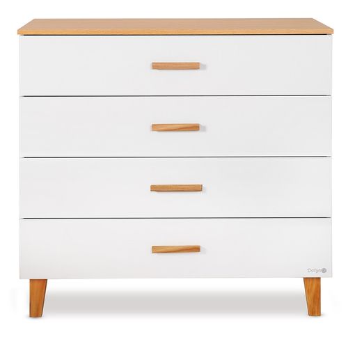 שידת החתלה לתינוק ריין עשויה MDF עם מגירת חלוקה פנימית - לבן / דמוי טבעי