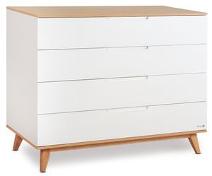 שידת החתלה רחבה לתינוק קיילי עשויה MDF עם מגירת חלוקה פנימית - לבן / טבעי