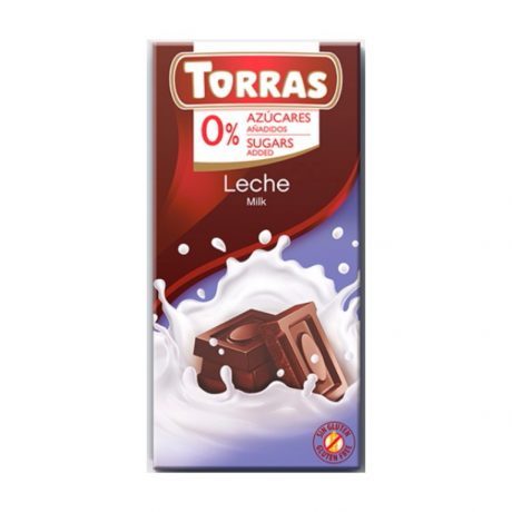 שוקולד חלב ללא סוכר 75 גרם TORRAS
