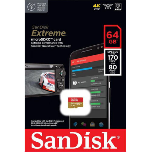 כרטיס זיכרון  SANDISK MICRO SD  EXTREME SDSQXAH-064GB