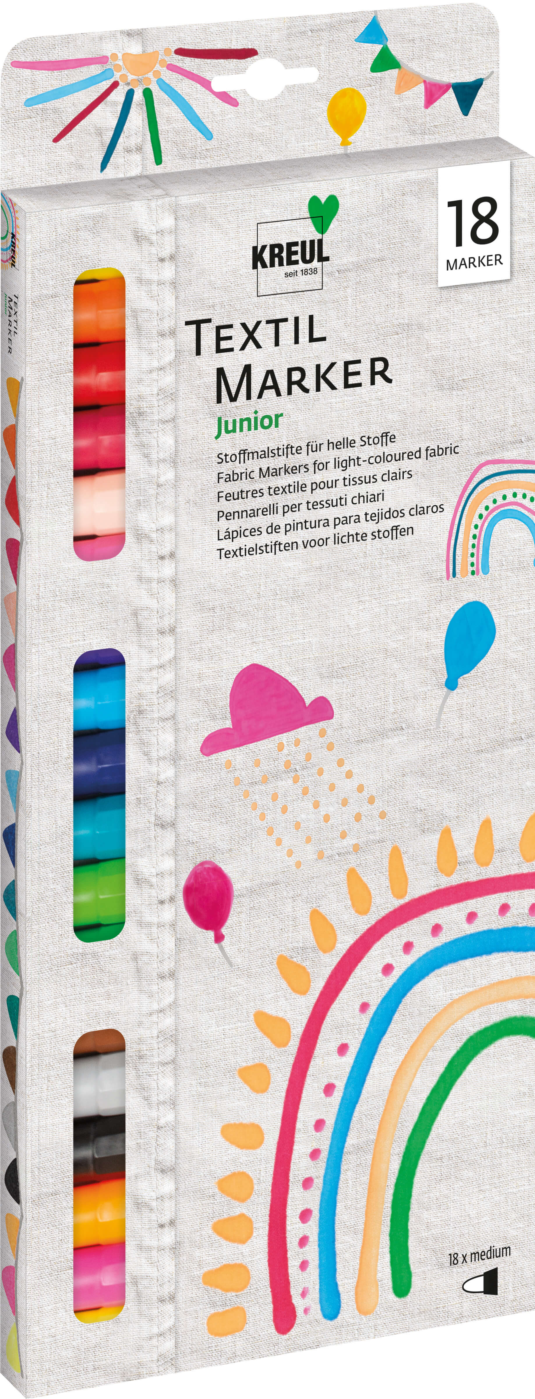 סט 18 טושים לבד KREUL JUNIOR Textil markers