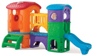 מתקן חצר לילדים מועדון עם גשר, 2 מגלשות, פינות מסתור וחלונות תצפית 8023