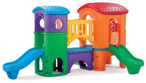 מתקן חצר לילדים מועדון עם גשר, 2 מגלשות, פינות מסתור וחלונות תצפית 8023