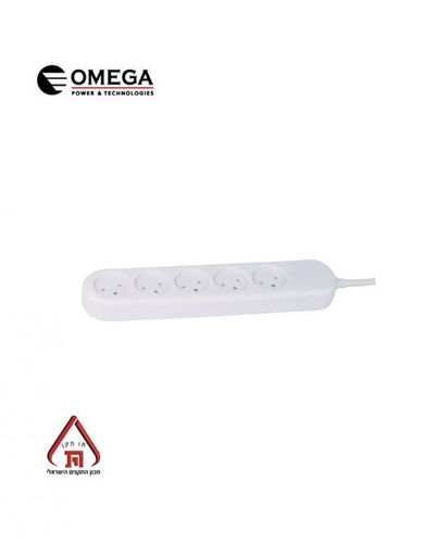 רב שקע 5 + כבל מאריך 0.9 עד 1 מטר דגם OMEGA OM-Q-05-1M