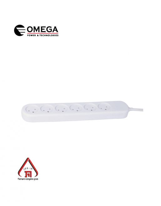 רב שקע 6 + כבל מאריך  75 ס"מ דגם OMEGA OM-Q-06-1M