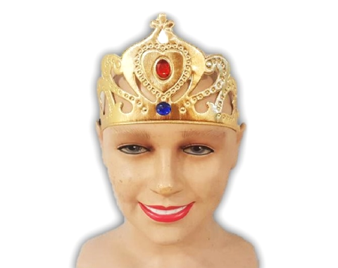 כתר מלכה מבד עם גומי - זהב 