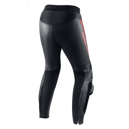 מכנס רכיבה מעור רבל הורן שחור / אדום - REBELHORN FIGHTER LEATHER PANTS