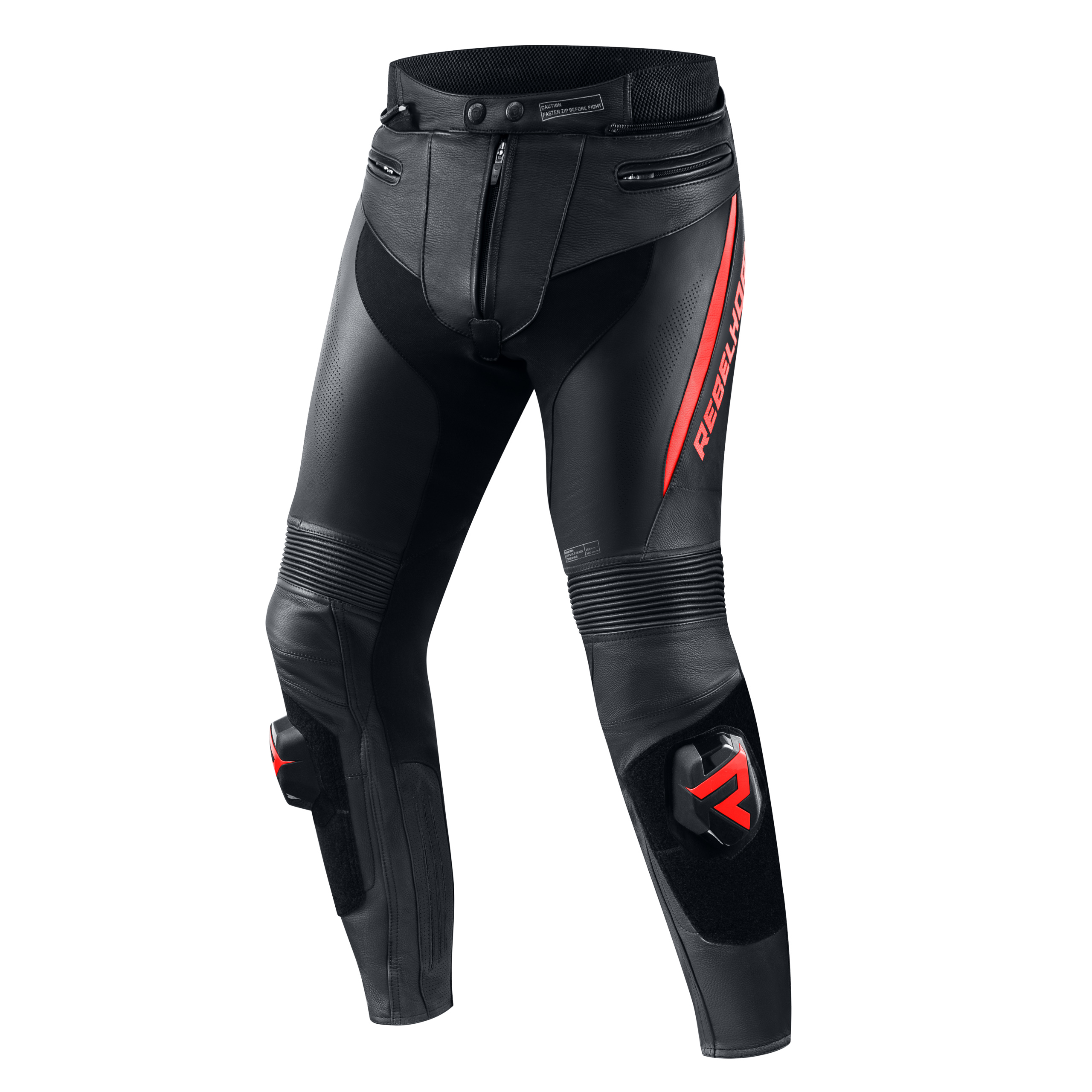 מכנס רכיבה מעור רבל הורן שחור / אדום - REBELHORN FIGHTER LEATHER PANTS