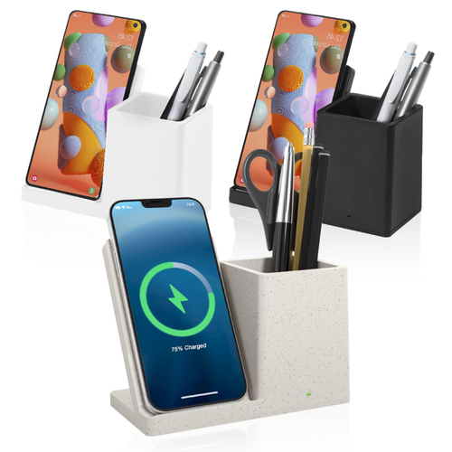 משטח טעינה אלחוטי 10W כולל מעמד כלי כתיבה Pen Holder