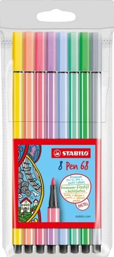 סט 8 טושי סטבילו STABILO point 68 (גווני פסטל)