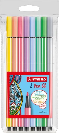 סט 8 טושי סטבילו STABILO point 68 (גווני פסטל)