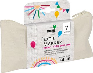 סט 7 טושים לבדים בהירים בנרתיק KREUL JUNIOR Textil markers