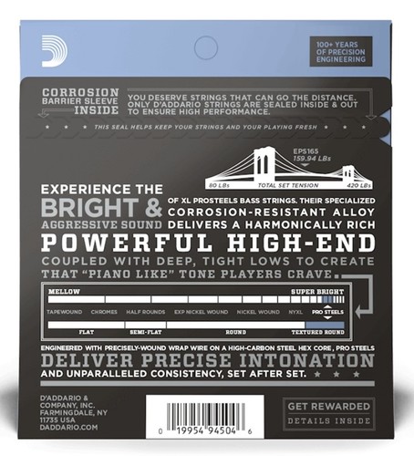 זוית נוספת D'Addario EPS165 XL ProSteels 45-105