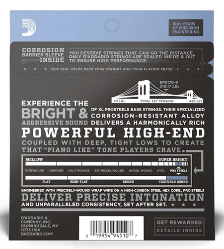 זוית נוספת D'Addario EPS170 XL ProSteels 32-130 - 6-String