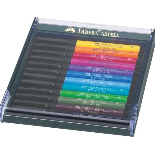 12 טושי מכחול Pitt artist pens (גוונים בסיסיים)