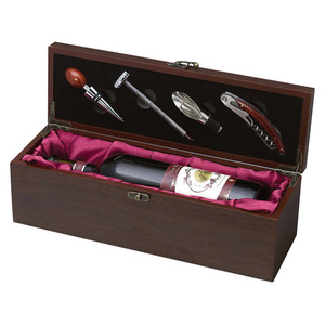 מארז יין יוקרתי 4 חלקים במארז עץ מהגוני