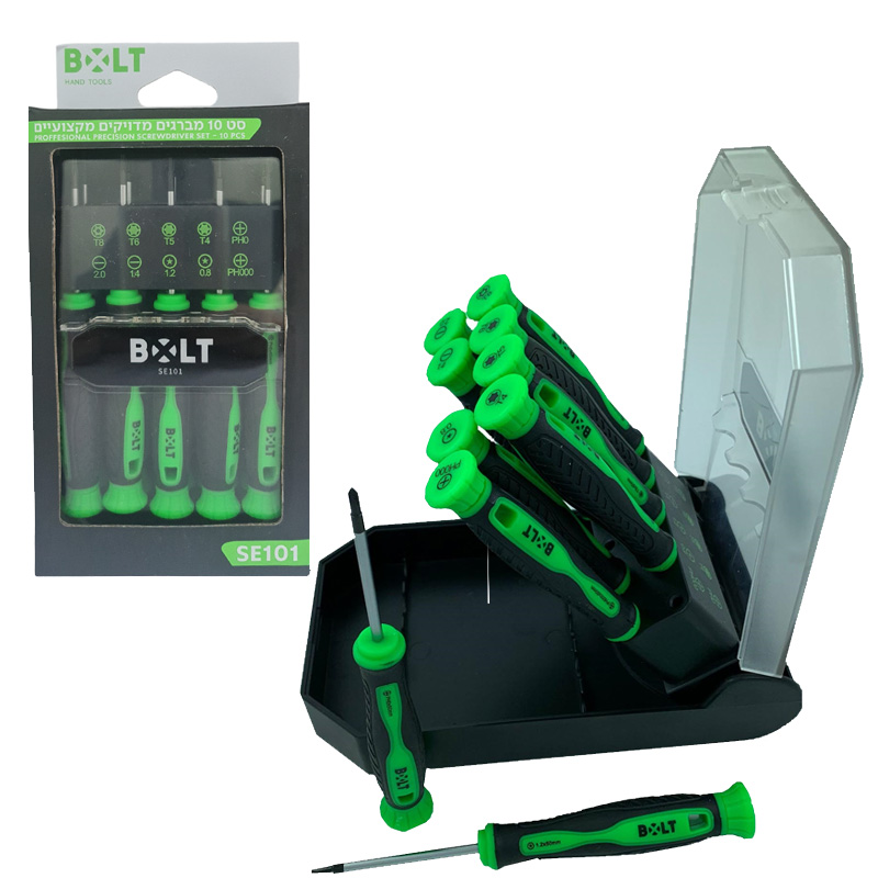 סט 10 מברגים מגנטיים מדויקים לאלקטרוניקה Bolt 