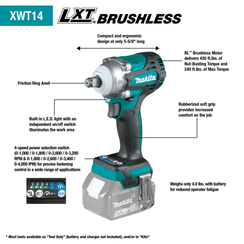 גוף מפתח בוקסות MAKITA XWT14Z/DTW300Z BL 18V D1/2