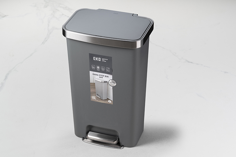 פח אשפה מלבני 45 ליטר אפור מט ECO HANA