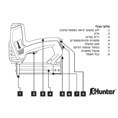 אקדח סיכות/מסמרים חשמלי - Hunter 102101-001 האנטר